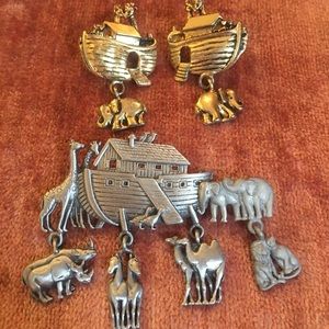 Noah’s Ark Earrings and Brooch
